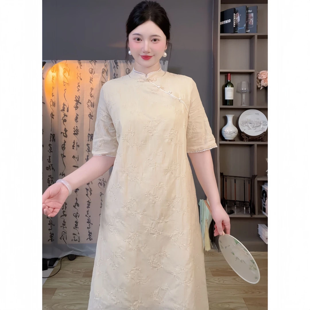 【繁星】2025新款品质旗袍连衣裙女装宽松微胖大码女装