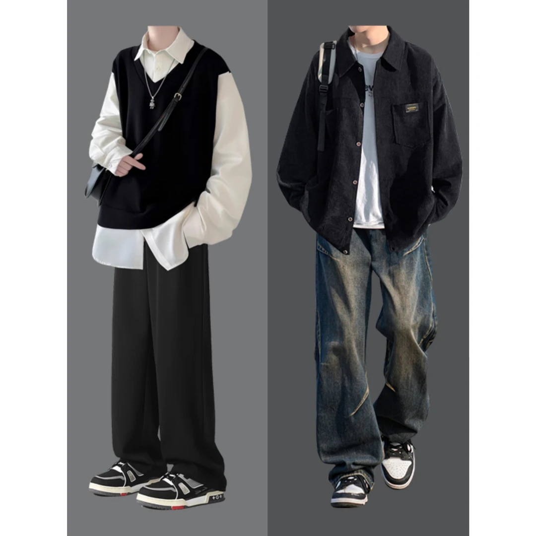 YH先生·TX22小个子男生秋季时尚套装外套男长袖衬衫休闲裤穿搭男