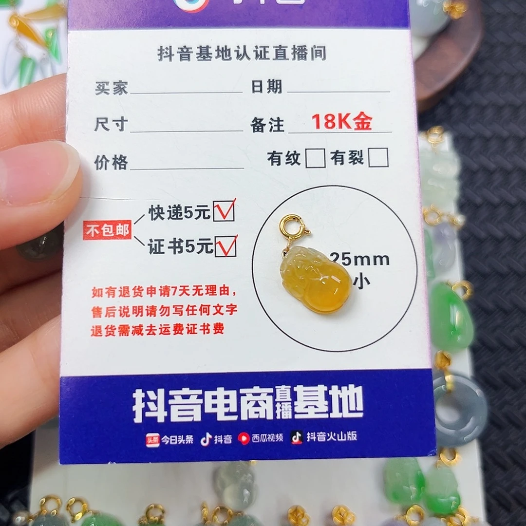 龙***柚翡翠18K金镶嵌颈饰