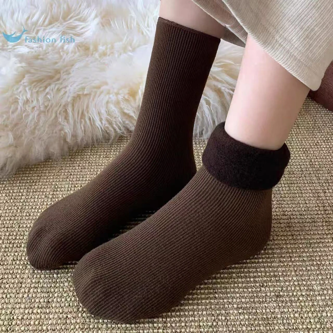 【雪地袜】保暖厚款冬季自发热中筒袜小脚袜植绒秋季极简风