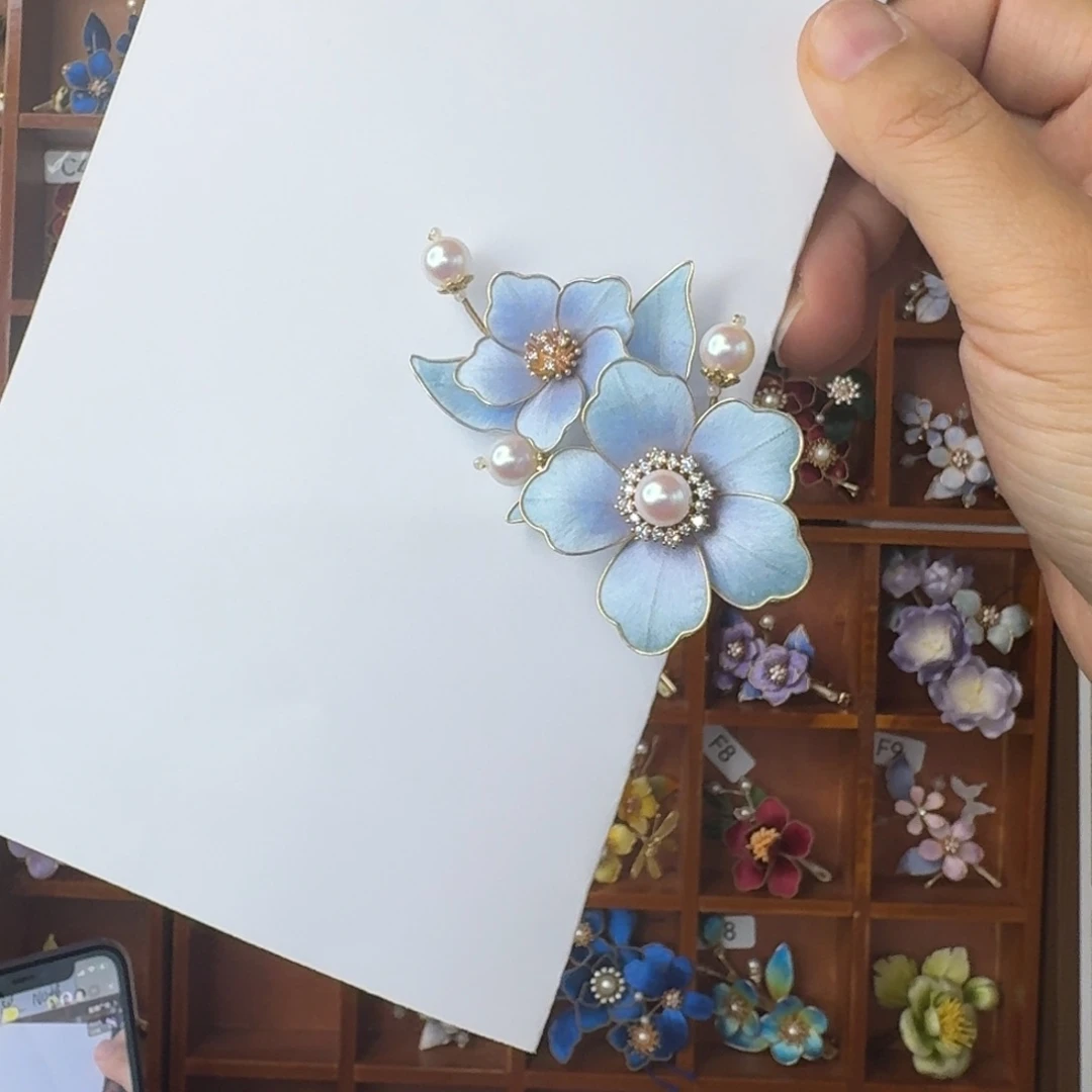 无铁合金发簪 非遗绒花