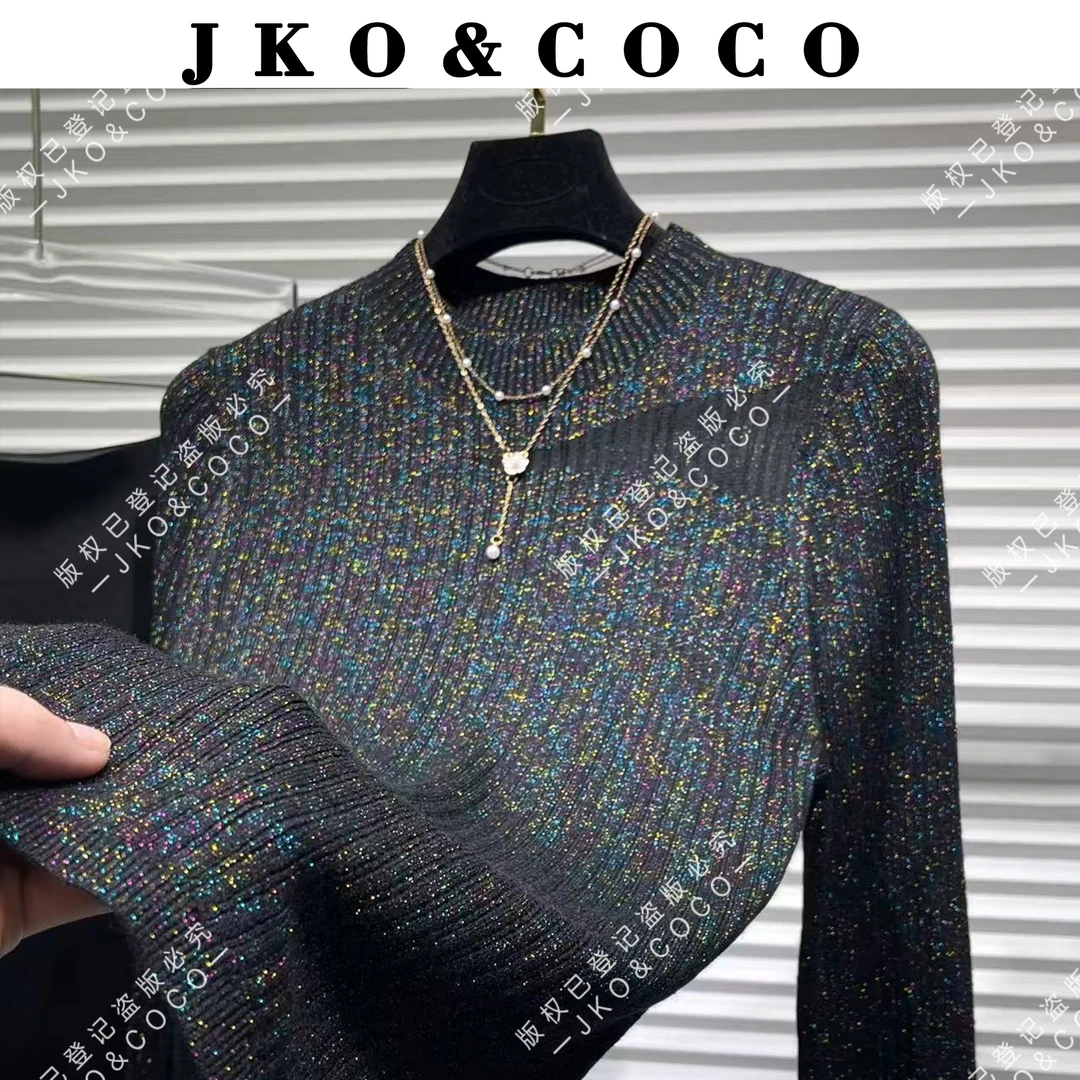 JKO&COCO【琥珀星辰】秋冬气质百搭进口水晶纱 修身显瘦 针织衫