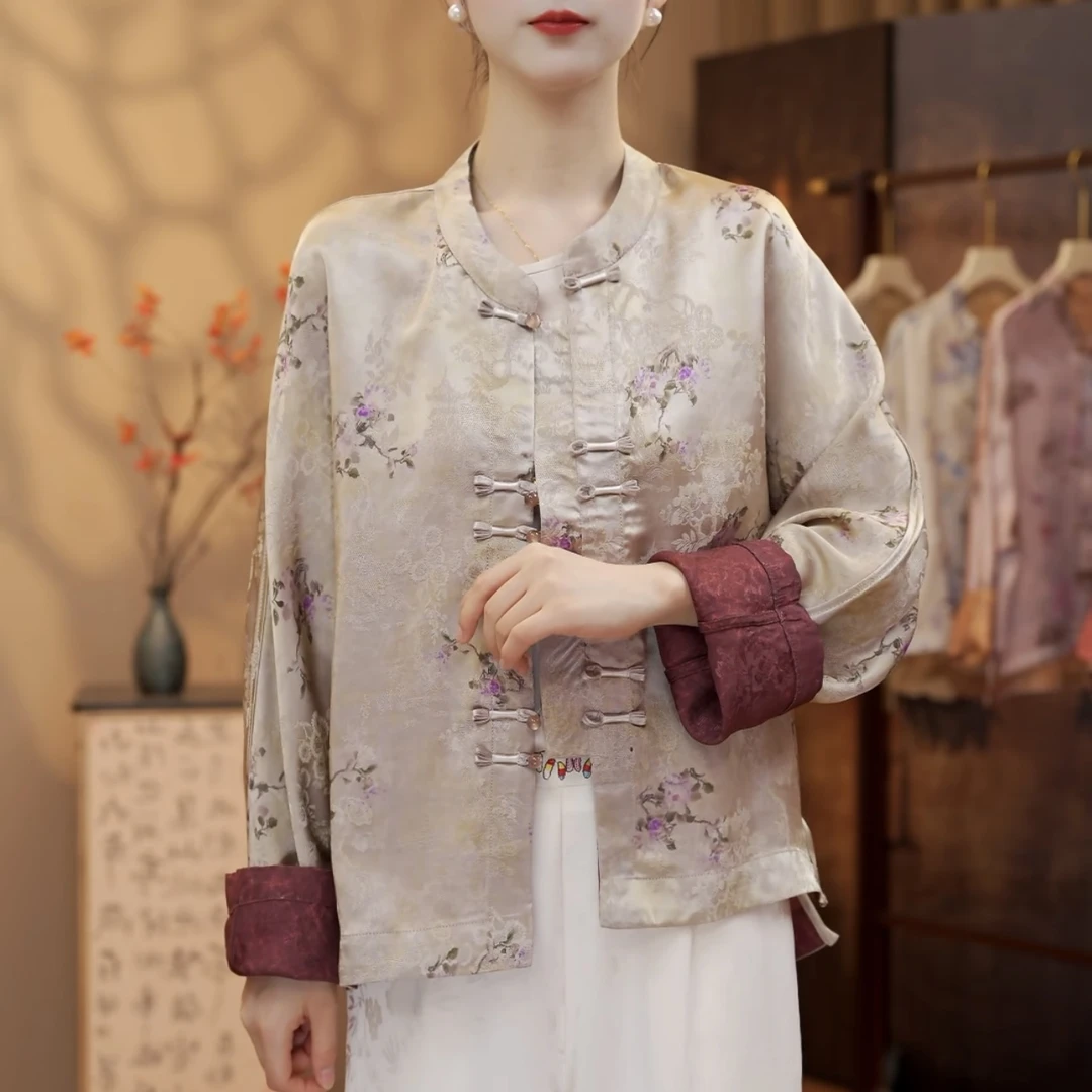 【紫陌-外套】新中式提花国风休闲百搭透气薄外套
