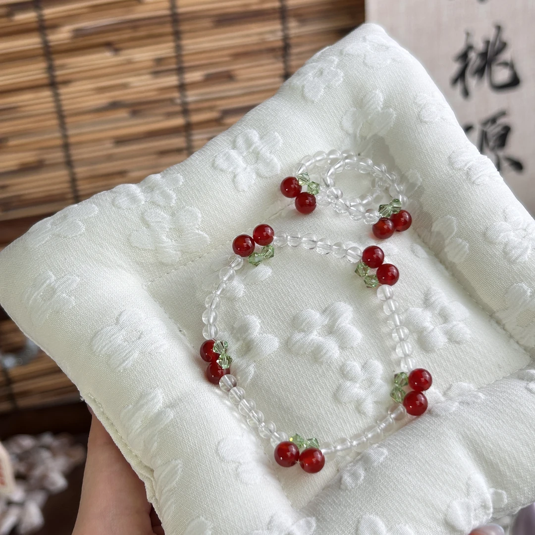 【樱桃番茄】风铃家红玛瑙白水晶华子diy手串戒指女 多样性发其一