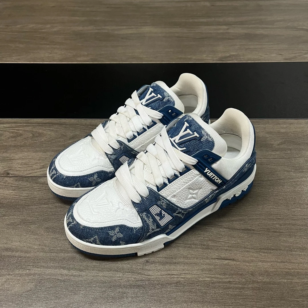 99新 LouisVuitton/路易威登 LV trainer白蓝牛仔 38码无盒 e0101