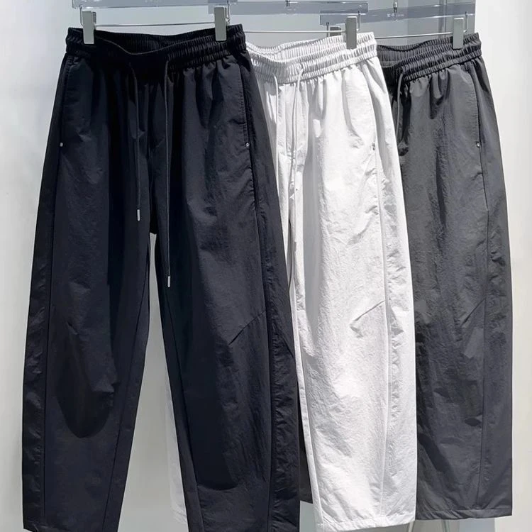 特大码300斤休闲裤男夏季薄款宽松阔腿长裤凉感弯刀男裤子ins潮牌