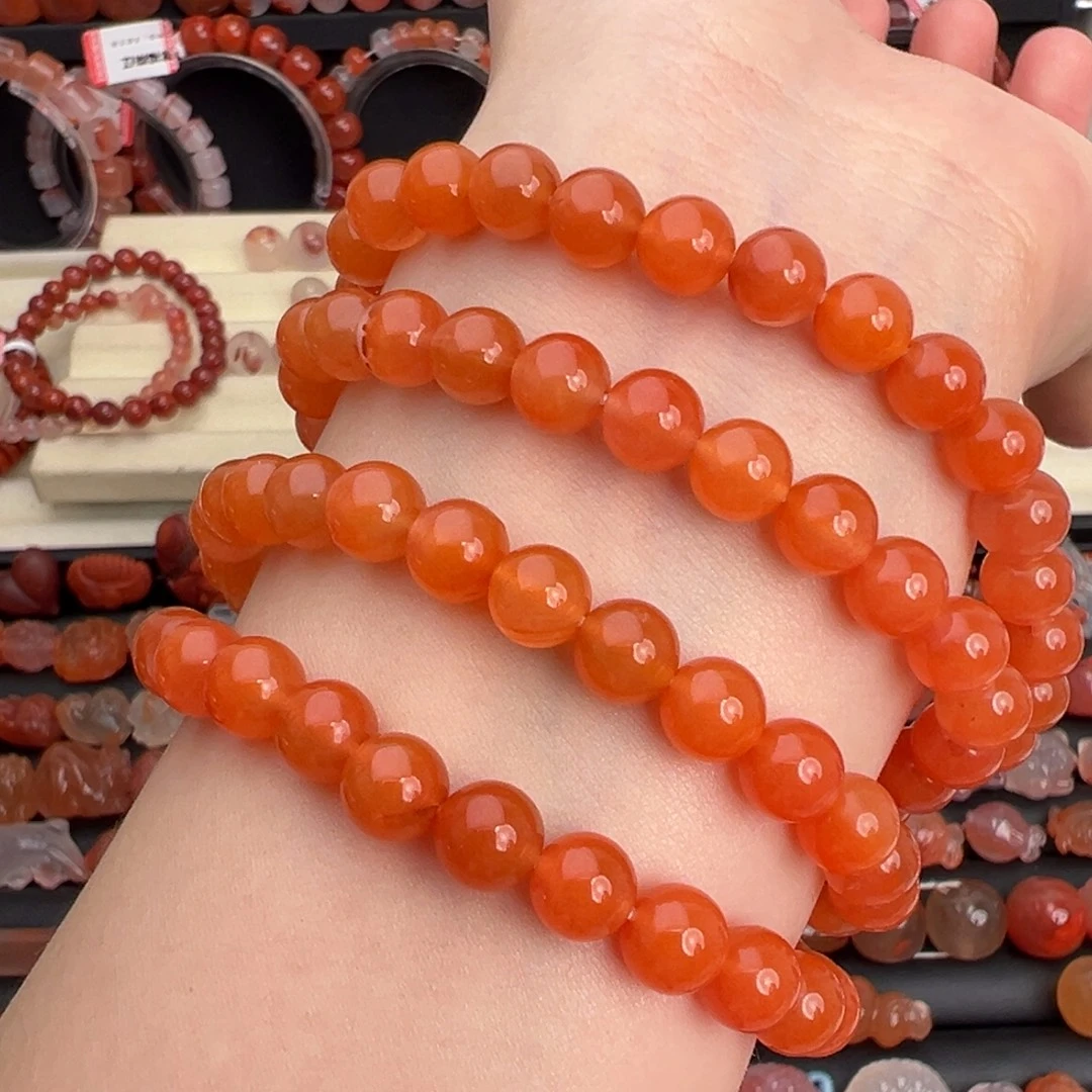 南红玛瑙未镶嵌颈饰川料冰橘多圈卡7+