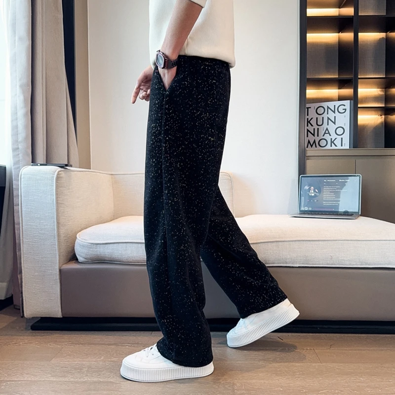 满天星弯刀裤男士春秋款新款复古直筒宽松阔腿运动冬装休闲长裤子