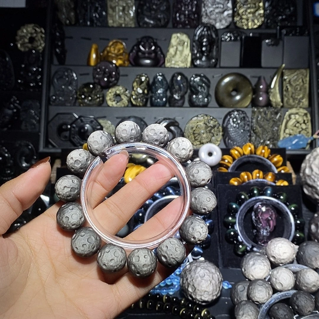 单***曲黑曜岩未镶嵌手链