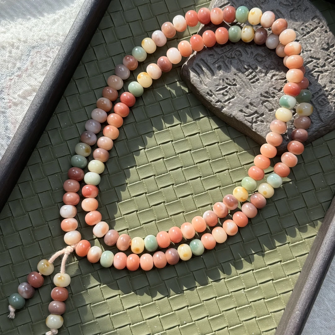 芭乐蜜柚 菩提根玉化算盘8*10mm念珠