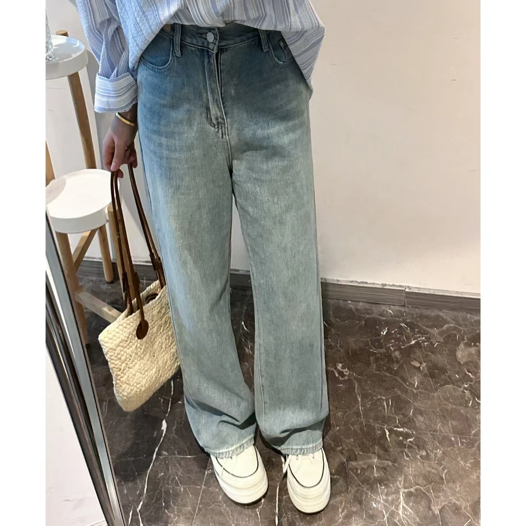 【MuMu】春季新款立体剪裁直筒牛仔裤wp9445