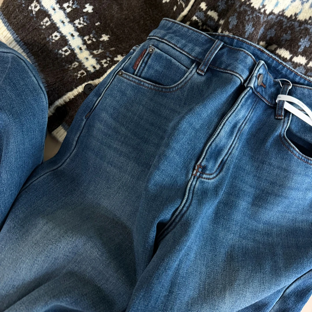 GRIDA 拉长腿魔法裤水洗加厚牛仔拖地裤