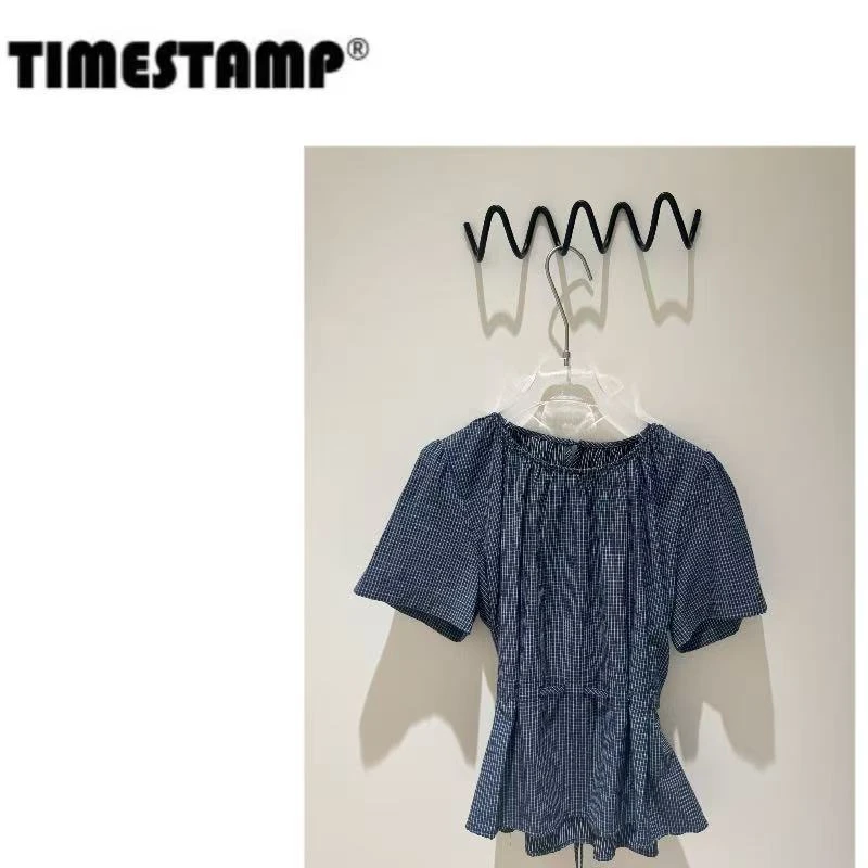 【TIMESTAMP】2025/65300003新款时尚高级设计感穿绳系带格子衬衫