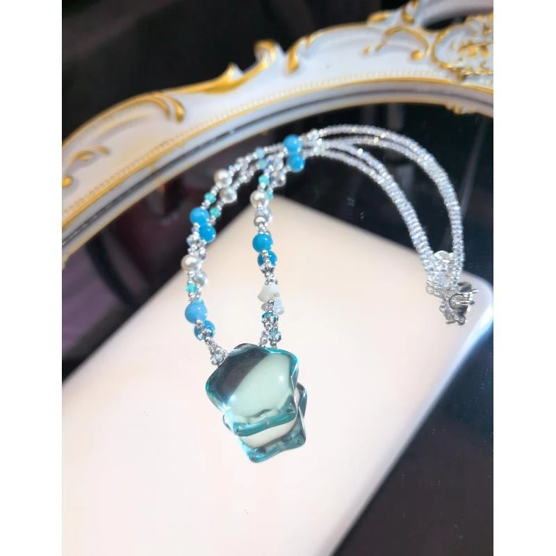 【金灿灿】（青杉）蓝帕星星项链锁骨链精致女款M43