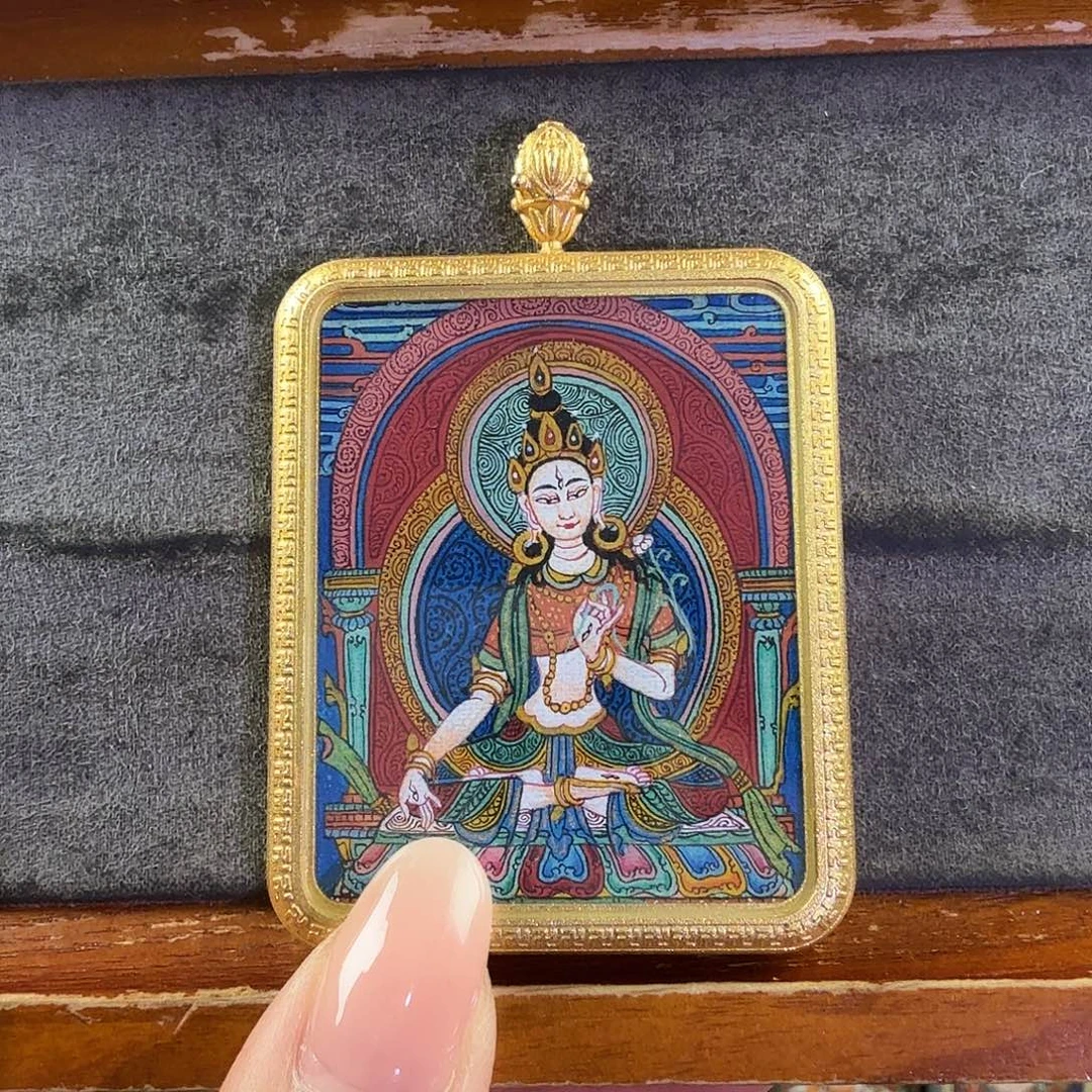 吊坠手绘白妈妈唐卡