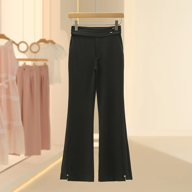 【ka】天丝时尚百搭金属装饰喇叭长裤2025夏季商场专柜品牌女装