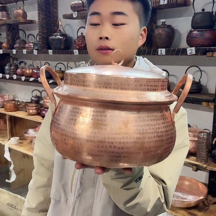叶***子紫铜手工制作双耳锅26口径