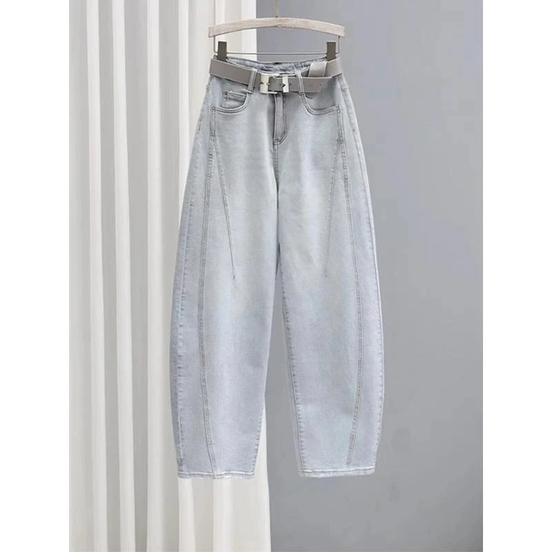 弯刀牛仔裤女春夏季2025年流行新款高腰显瘦窄版阔腿裤香蕉梧桐裤