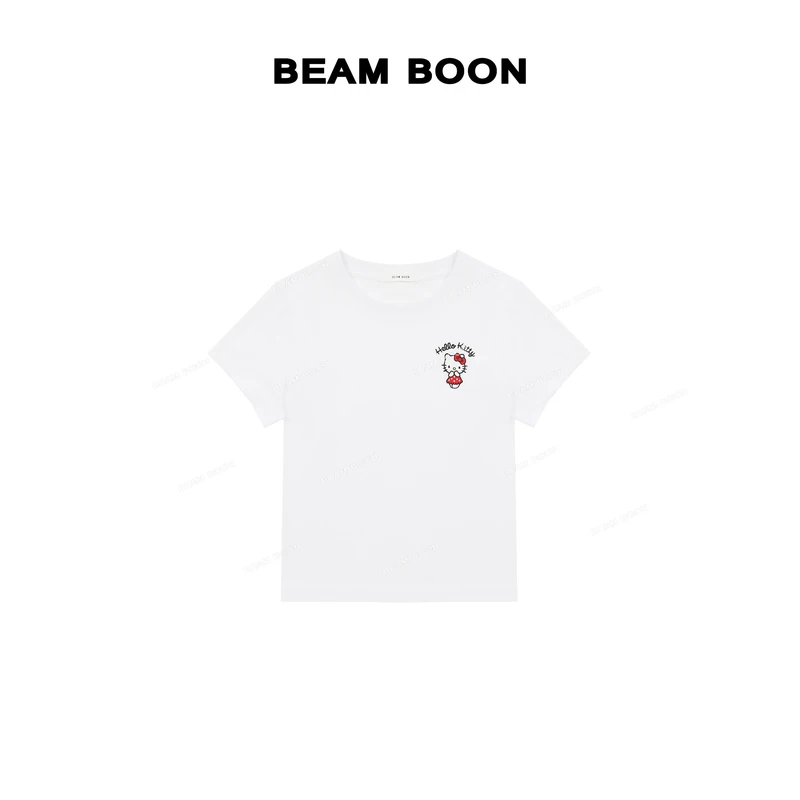 Beam Boon【炫彩少女】刺绣垂感进口棉透气亲肤抗皱短袖T恤