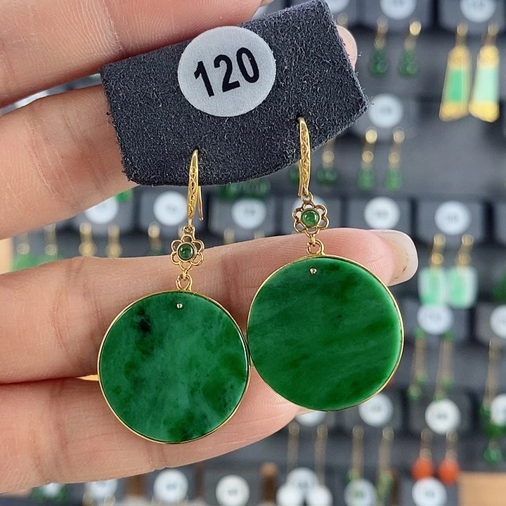 翡翠耳饰18K金镶嵌耳饰