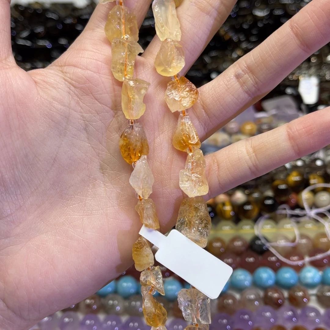 玛瑙/玉髓散珠天然原矿黄水晶卡10➕长条38厘米