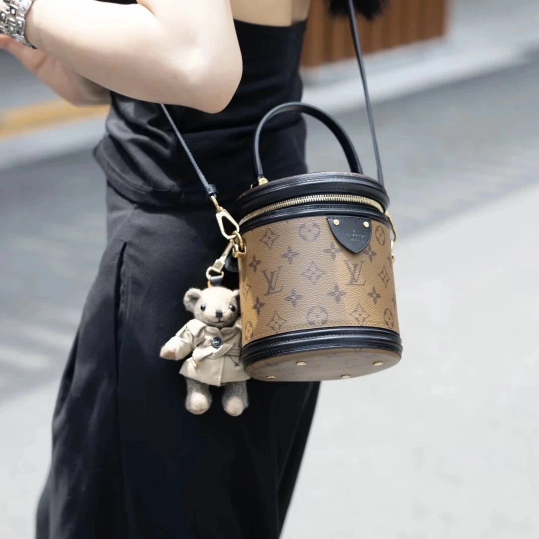 95新 LouisVuitton/路易威登 全原老花发财桶纯芯片