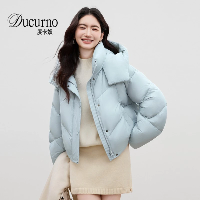 百搭白鸭绒加厚保暖羽绒服女款冬季新款连帽宽松短款外出新款外套