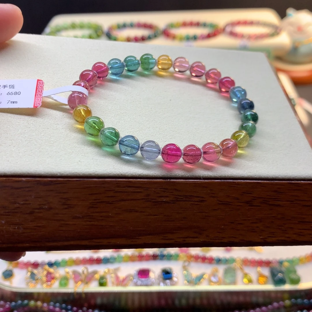 手链碧玺未镶嵌艳丽彩虹碧玺