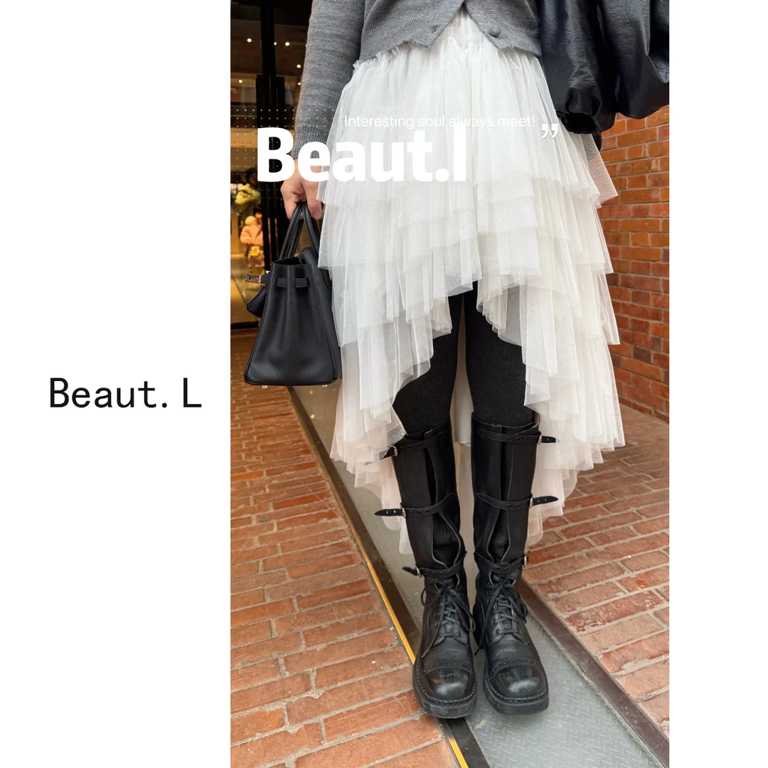 【Beaut.L】新款 网纱蕾丝半身裙