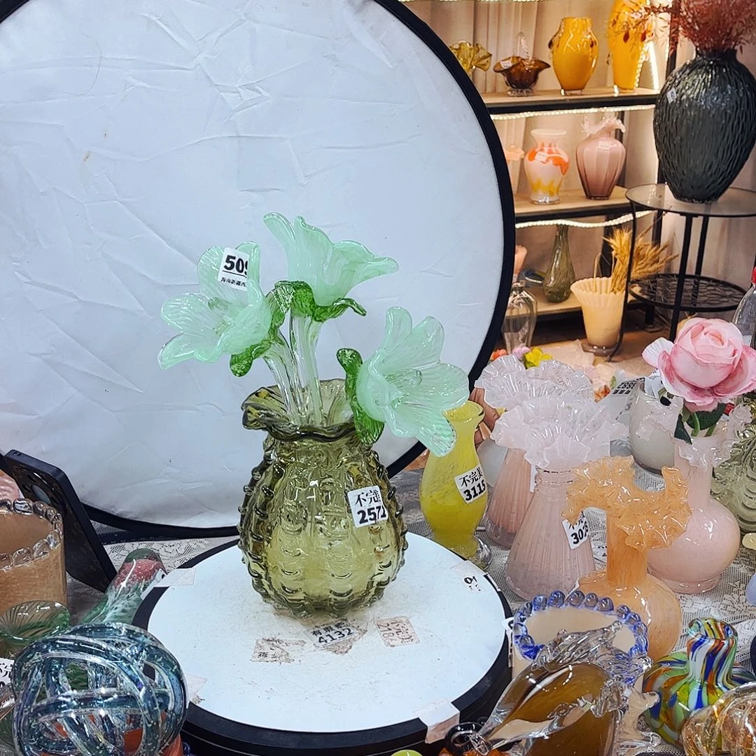 3花+1瓶家悦美居琉璃摆件不完美