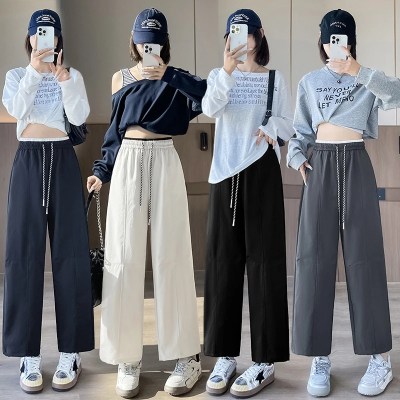 撞色拼接气球裤女2025秋季新款慵懒显瘦休闲哈伦裤阔腿运动裤裤子