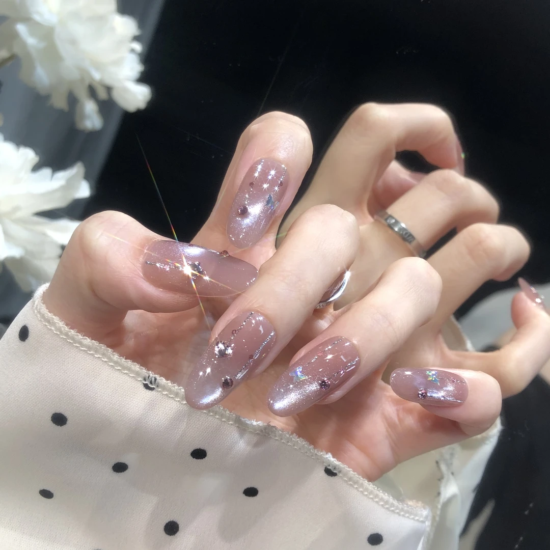 喵公子【七星连珠】【施家全华钻】纯手工穿戴甲可拆卸美甲光疗甲