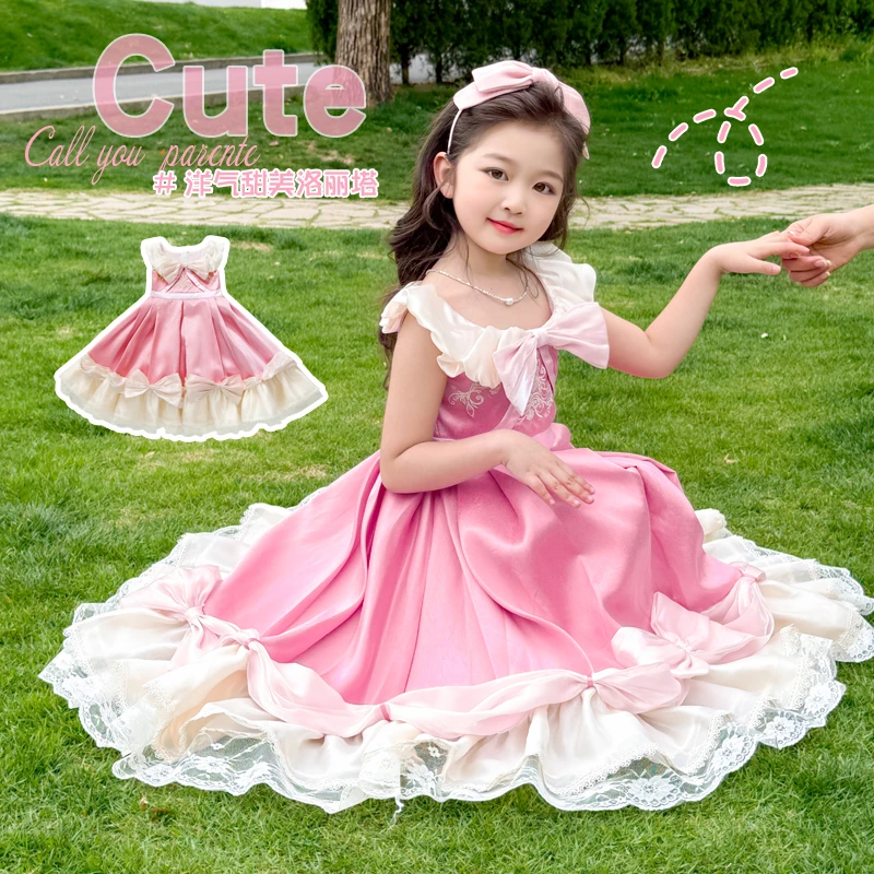 洛丽塔女童公主裙夏季2025新款小女孩连衣裙灰姑娘儿童生日礼服裙