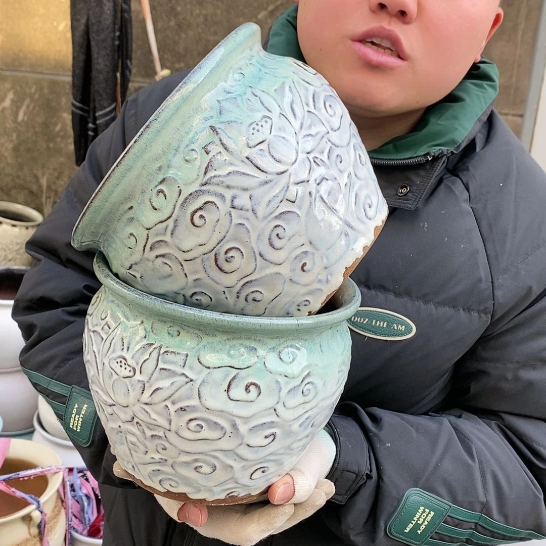 紫砂花盆瑕疵口20高16