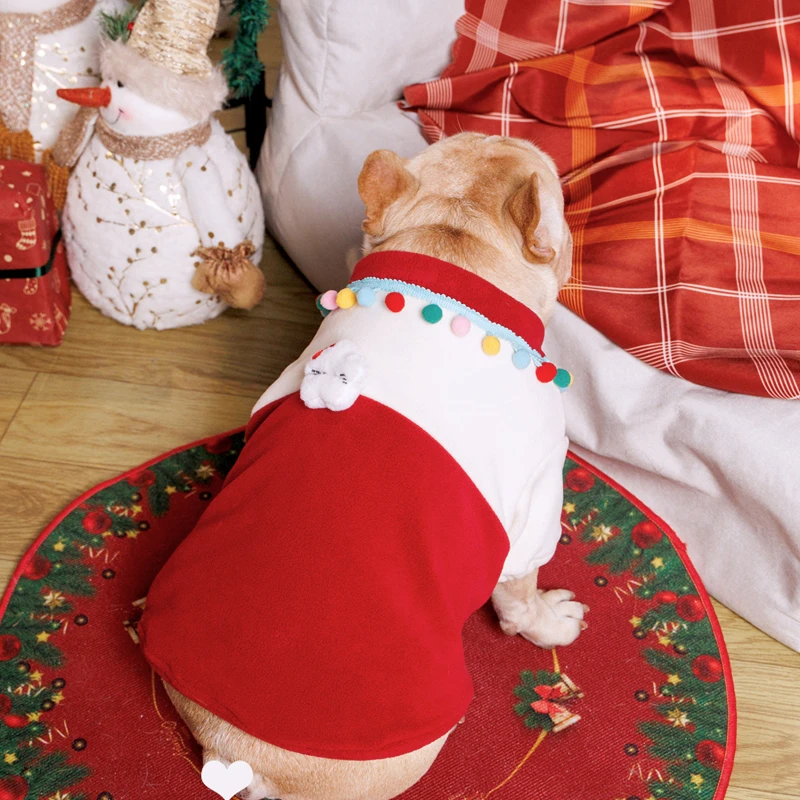 Tigerdog圣诞新年法斗巴哥狗狗衣服秋装宠物秋季冬款加绒保暖衣