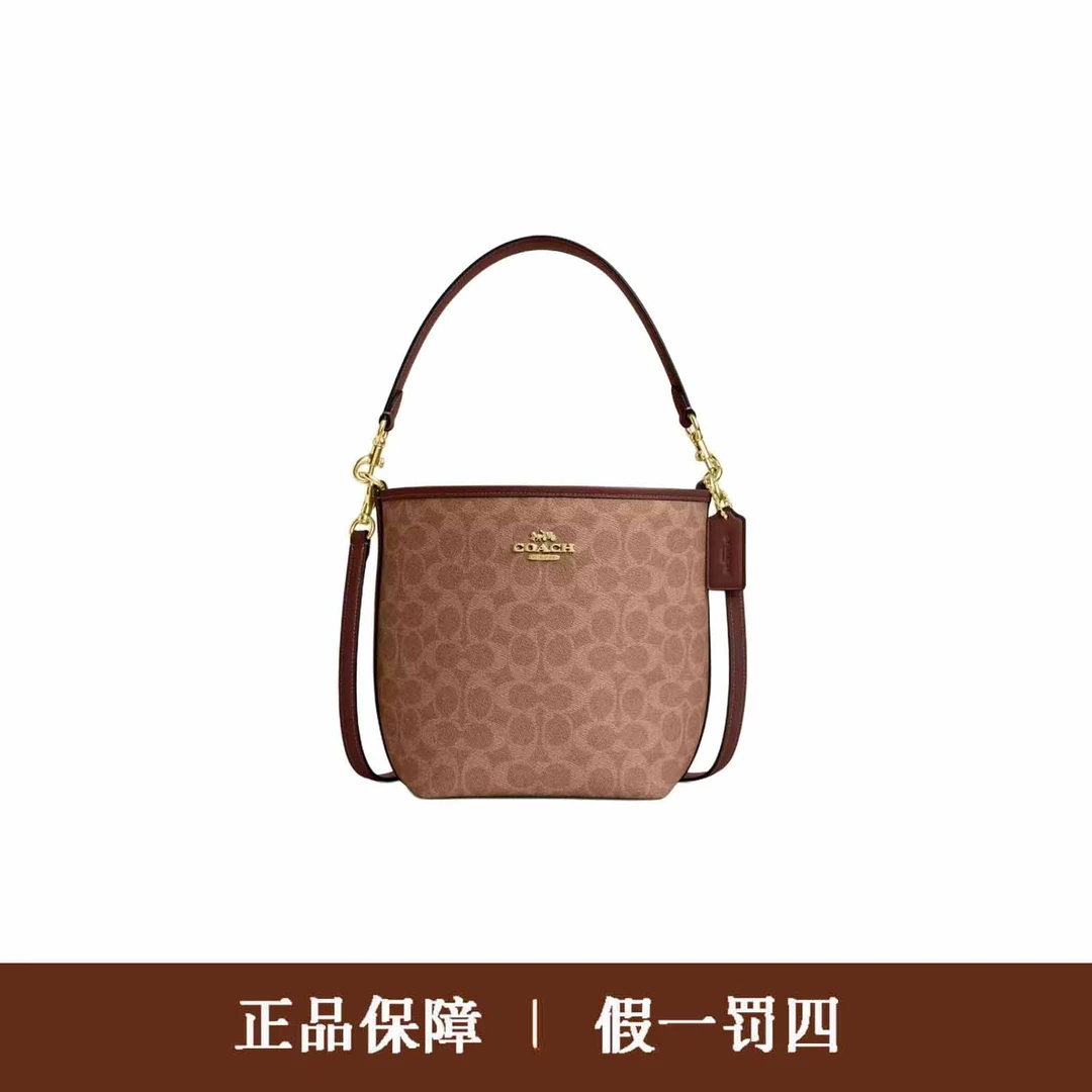 95新 COACH/蔻驰 蔻驰红棕色city17托特包/DM886/17X21