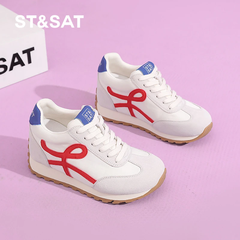 星期六厚底内增高德训鞋女2025秋季新款百搭时尚休闲鞋复古阿甘鞋