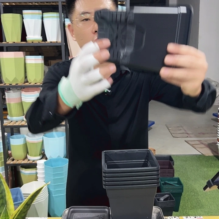 方盆口16高18黑色6只带托