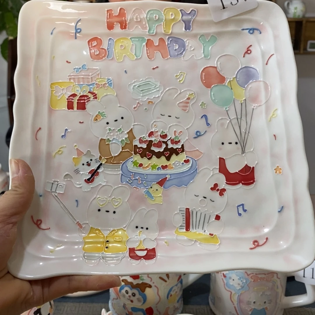 瓷片景德镇釉下彩手绘