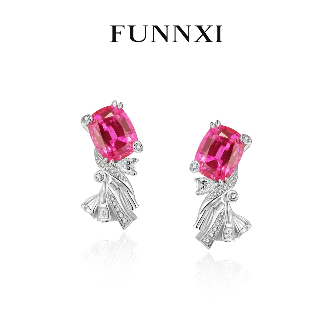 FUNNXI 培育红宝石【甜心太妃糖】培育红宝石 绝地武士色高级感耳坠