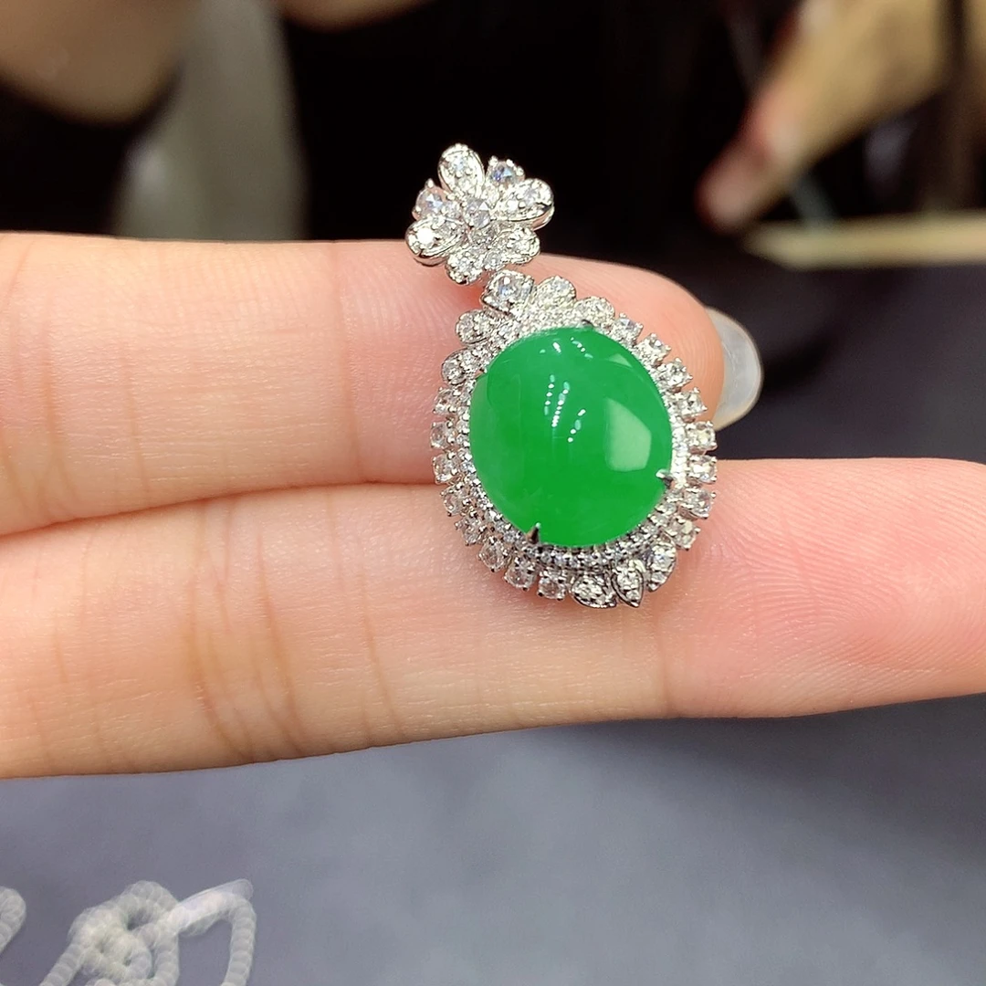 翡翠18K金镶嵌吊坠(不含链)