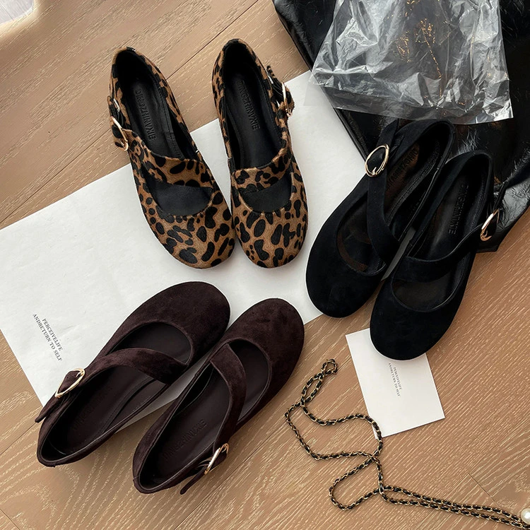 迷上&S921豹纹浅口单鞋2025年春季简约内增高纯色圆头鞋