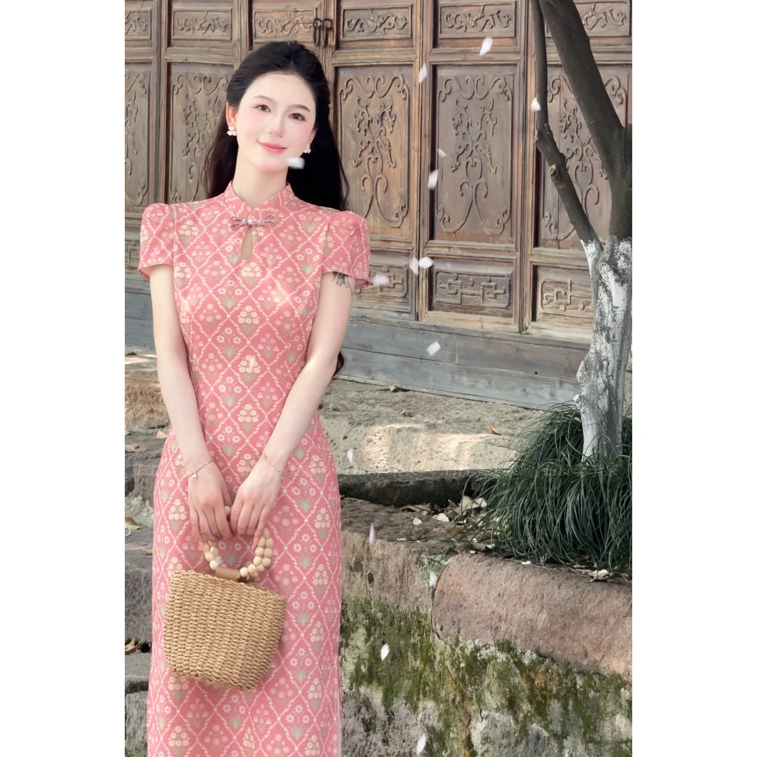 【春满园】LiLi新中式国风温婉气质一体式旗袍连衣裙 XMZH6928