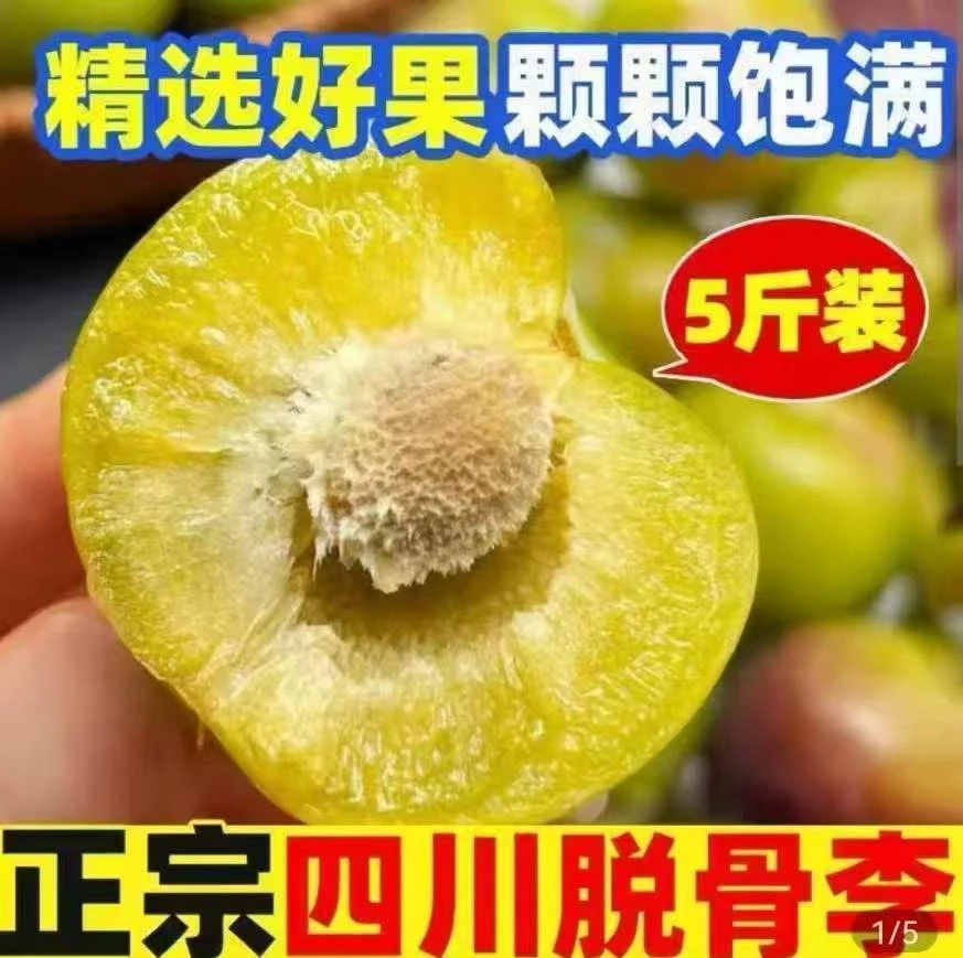 【多仓发】四川脱骨离茵红李新鲜酸脆甜口坏果包赔带箱5斤包邮