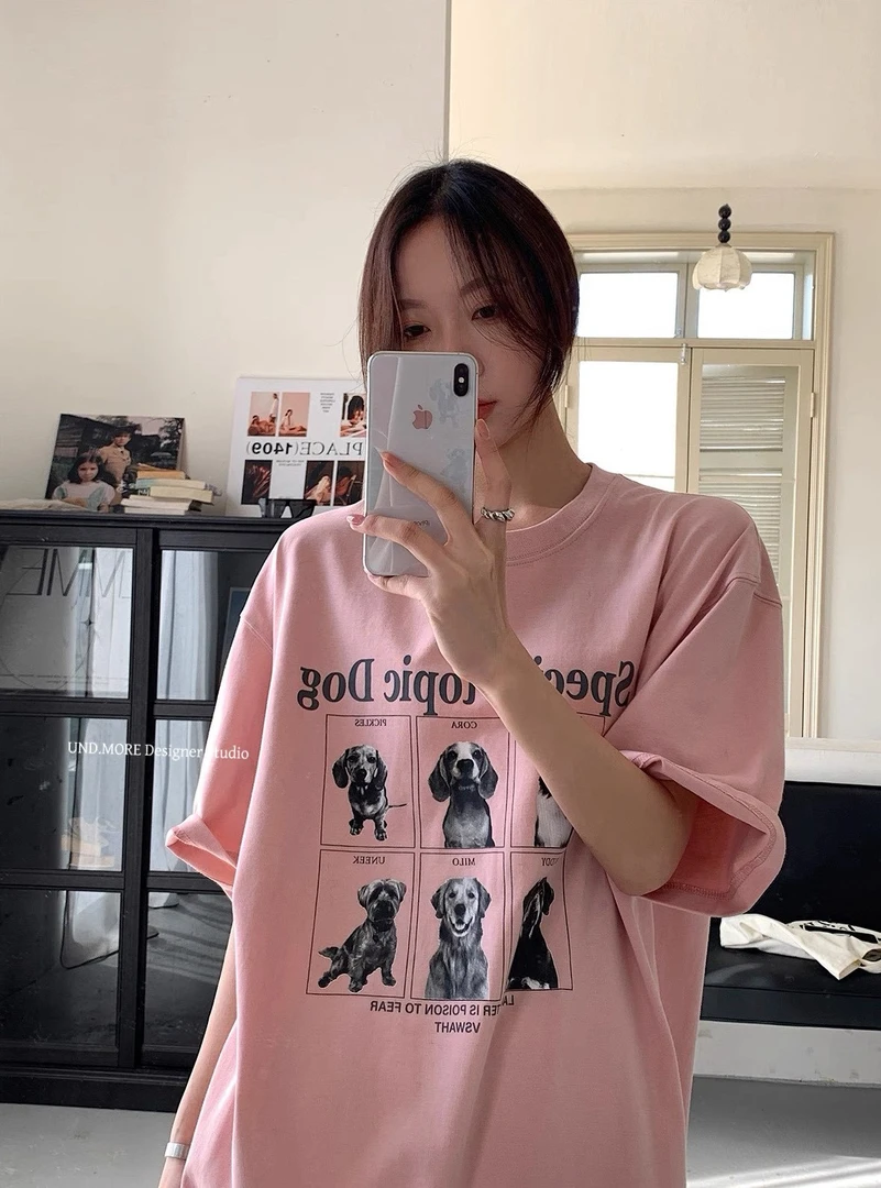 UND（3741#）“六宫格狗狗”韩代品质休闲短袖T