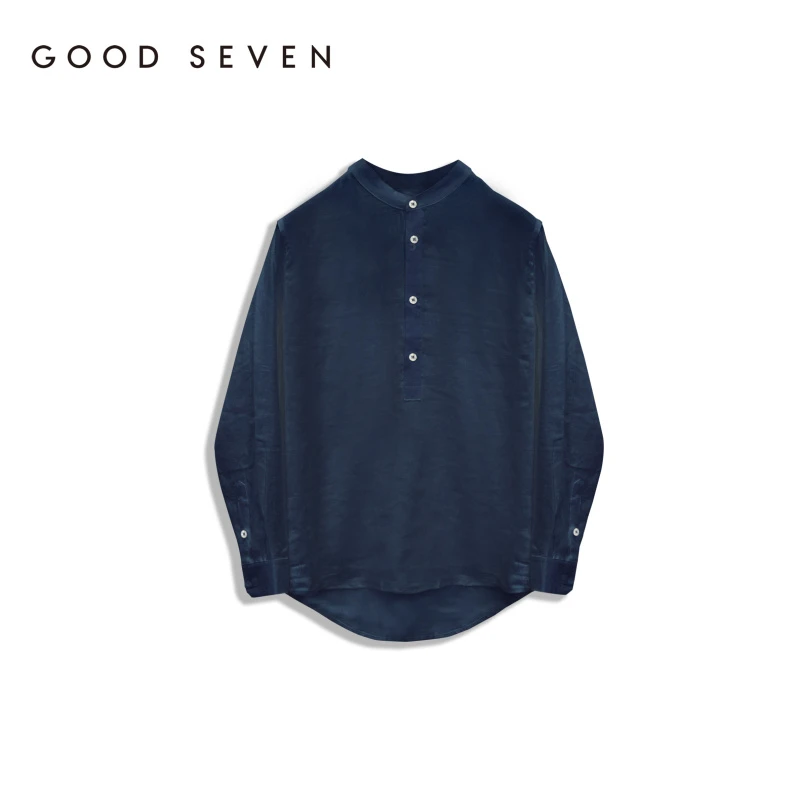 GOOD-SEVEN亚麻中式套头长袖衬衫G7-MXF78303