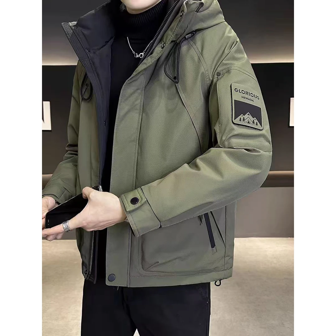 718-8088 冬季滑雪保暖男士百搭时尚休闲潮流短款连帽棉外套