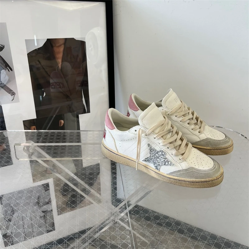 GENIUS GIRAFFE韩版ballstar银亮片星粉尾做旧小脏鞋女休闲增高潮