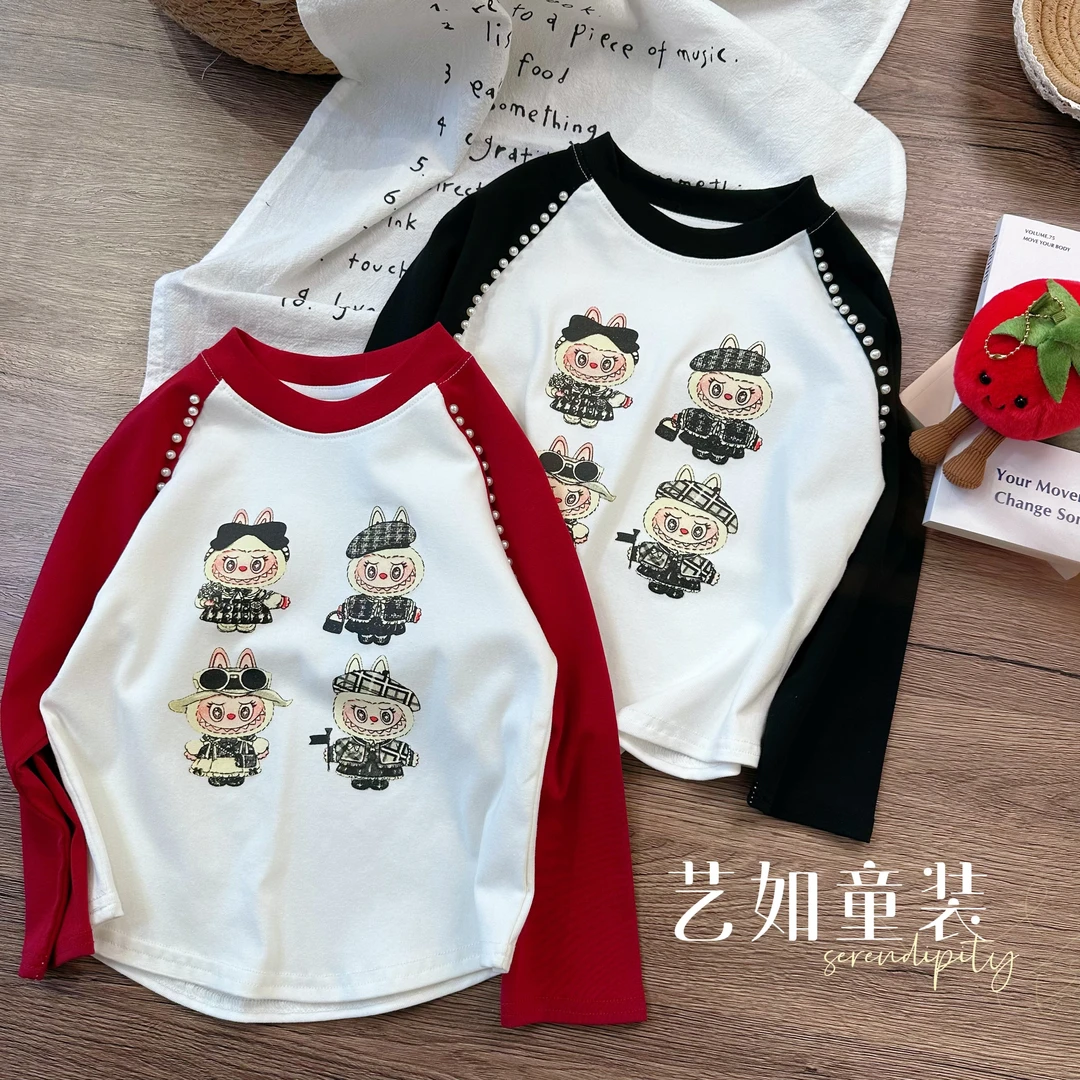 番茄家*【经典卡通】秋季上新韩系插肩卡通长袖上衣D-W966