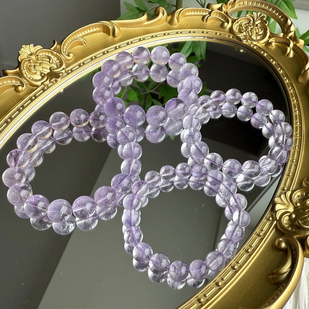 【晶闪闪】高阶天然巴西薰衣草紫水晶手链浅紫素圈手串九紫离火Z208